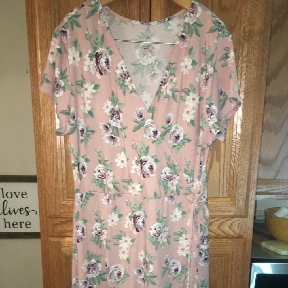 Just Be Blush faux wrap dress .